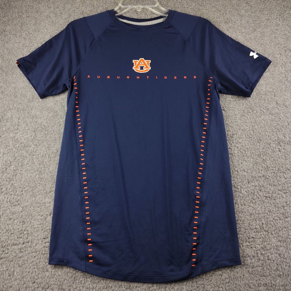 Under Armour Auburn Tigers HeatGear Shirt Mens Small Navy Blue Fitted Athletic